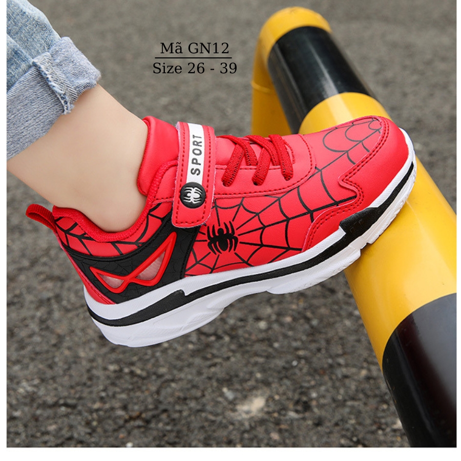 Giày siêu nhân Spiderman bé trai 3 - 12 tuổi siêu nhẹ kháng khuẩn phong cách Hàn Quốc đi học đi chơi GN12