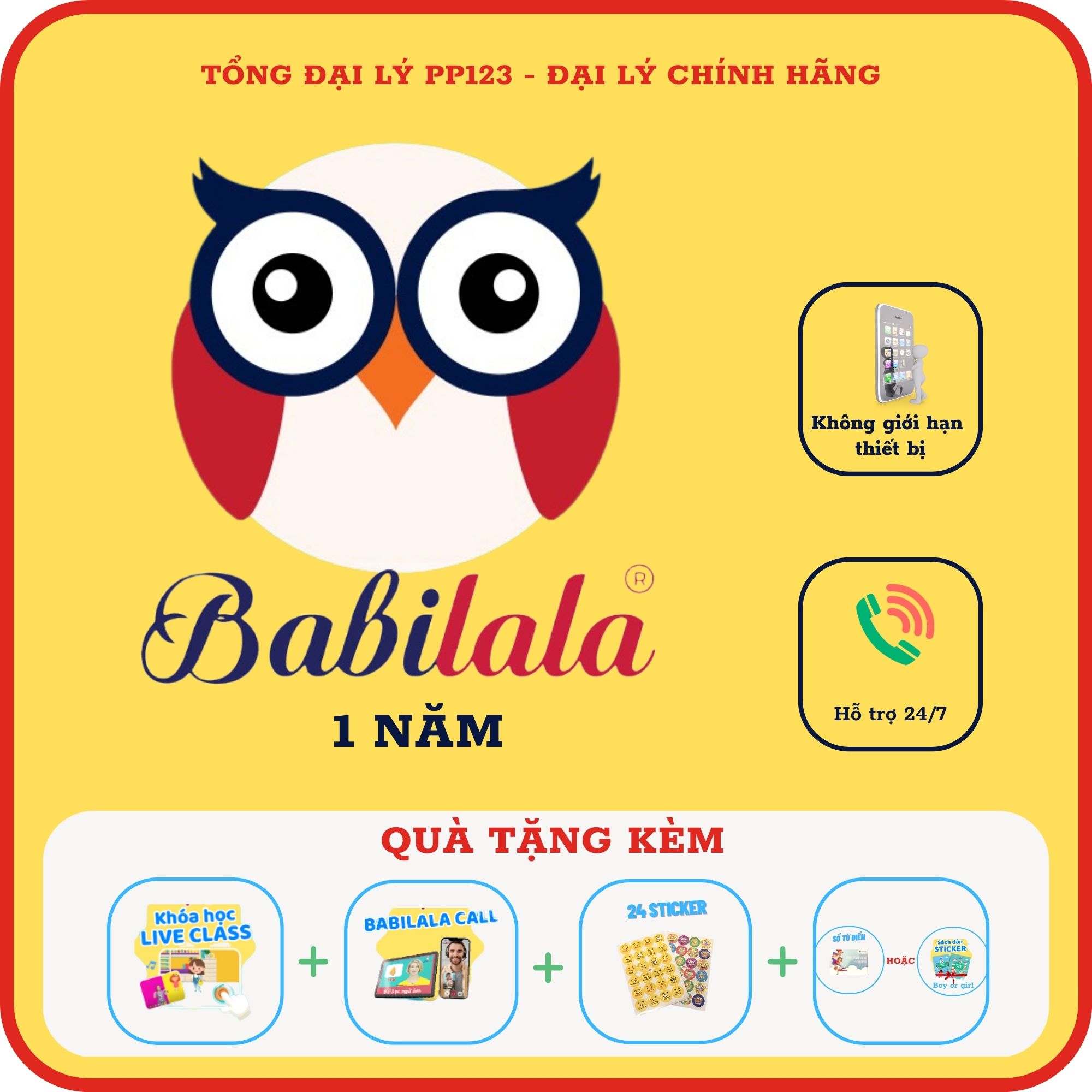 Babilala 1 năm (Tặng thêm 3 tháng)  - Tiếng Anh online chất lượng cao cho trẻ từ 3-8 tuổi
