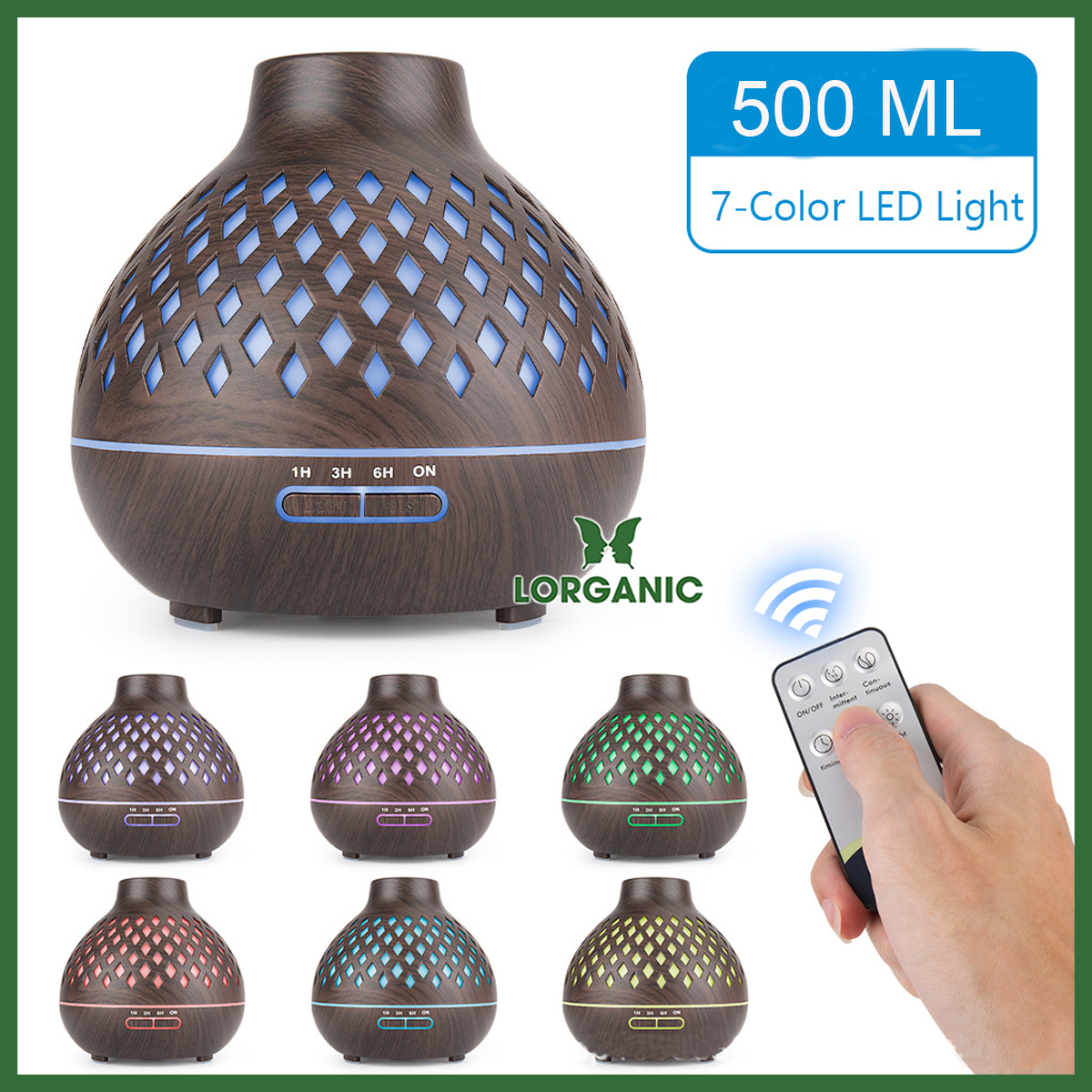Combo máy khuếch tán/ máy xông tinh dầu núi lửa + tinh dầu sả chanh + tinh dầu cam Lorganic