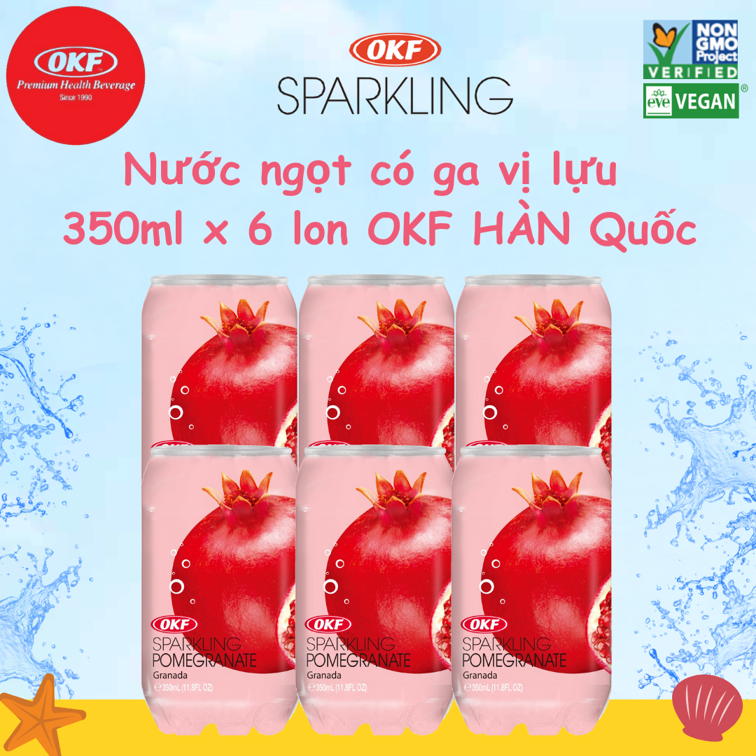 Nước ngọt có ga vị lựu (NƯỚC LỰU CÓ GA) OKF Hàn Quốc x 6 lon 350ml