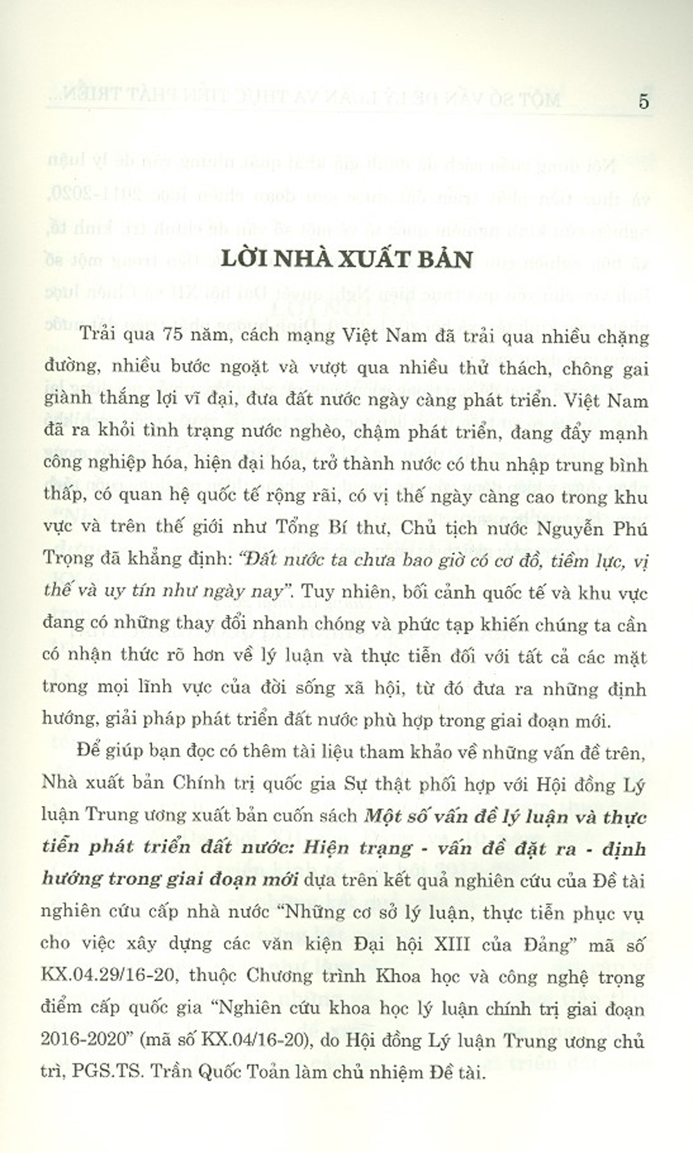 Một Số Vấn Đề Lý Luận Và Thực Tiễn Phát Triển Đất Nước: Hiện Trạng - Vấn Đề Đặt Ra - Định Hướng Trong Giai Đoạn Mới