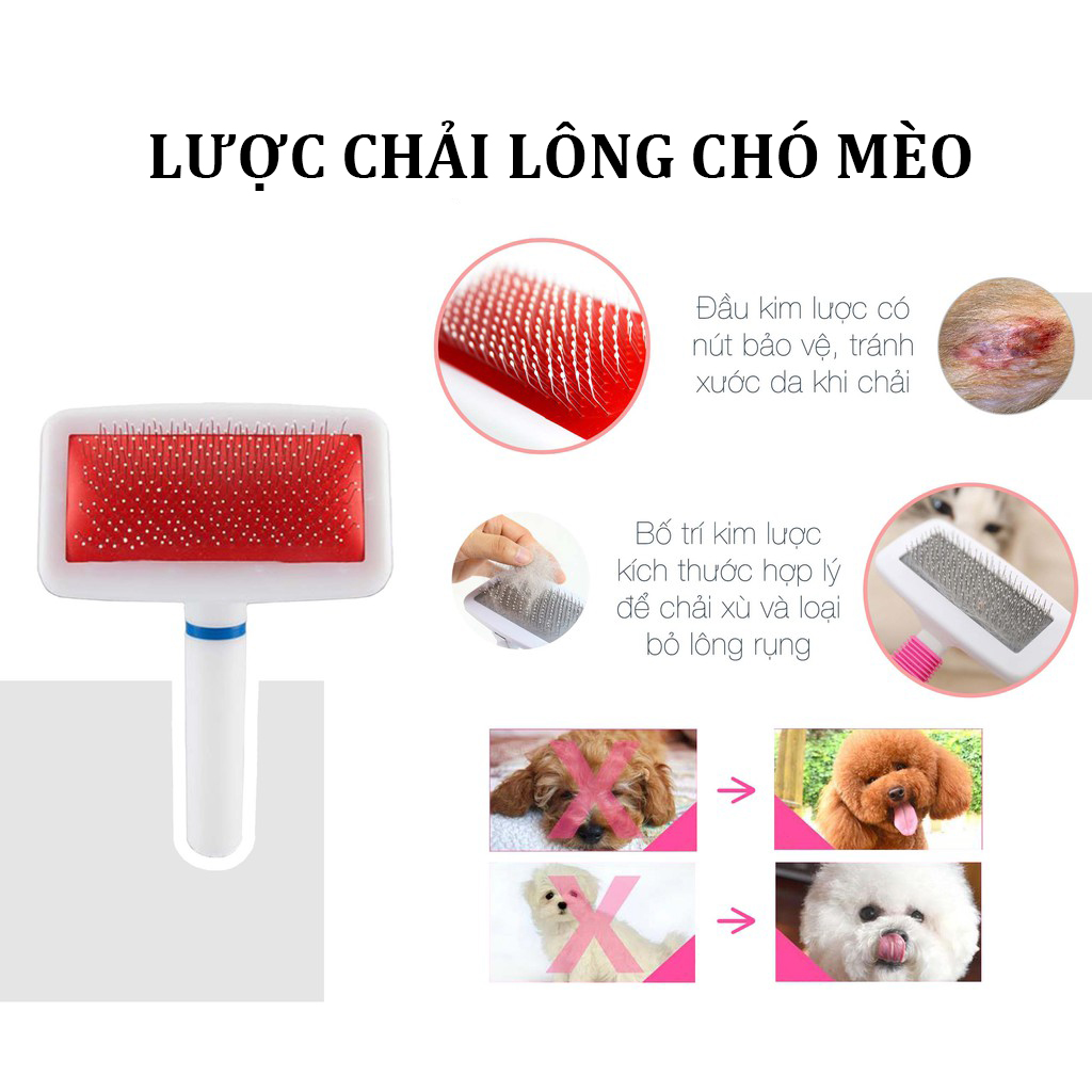 Lược Chải Lông Thú Cưng Chấm Bi Đầu Răng Chấm Bi