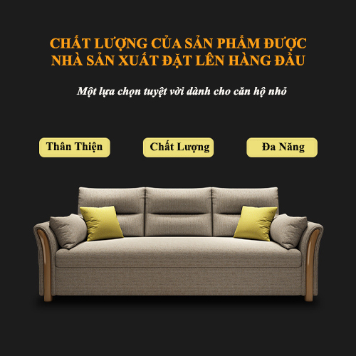 [FREESHIP + TẶNG 6 GỐI] Giường Ghế Sofa Thông Minh, Sofa Giường Đa Năng Tay Gỗ Cao Cấp Khung Thép Đệm Cao Su Có Ngăn Chứa Đồ