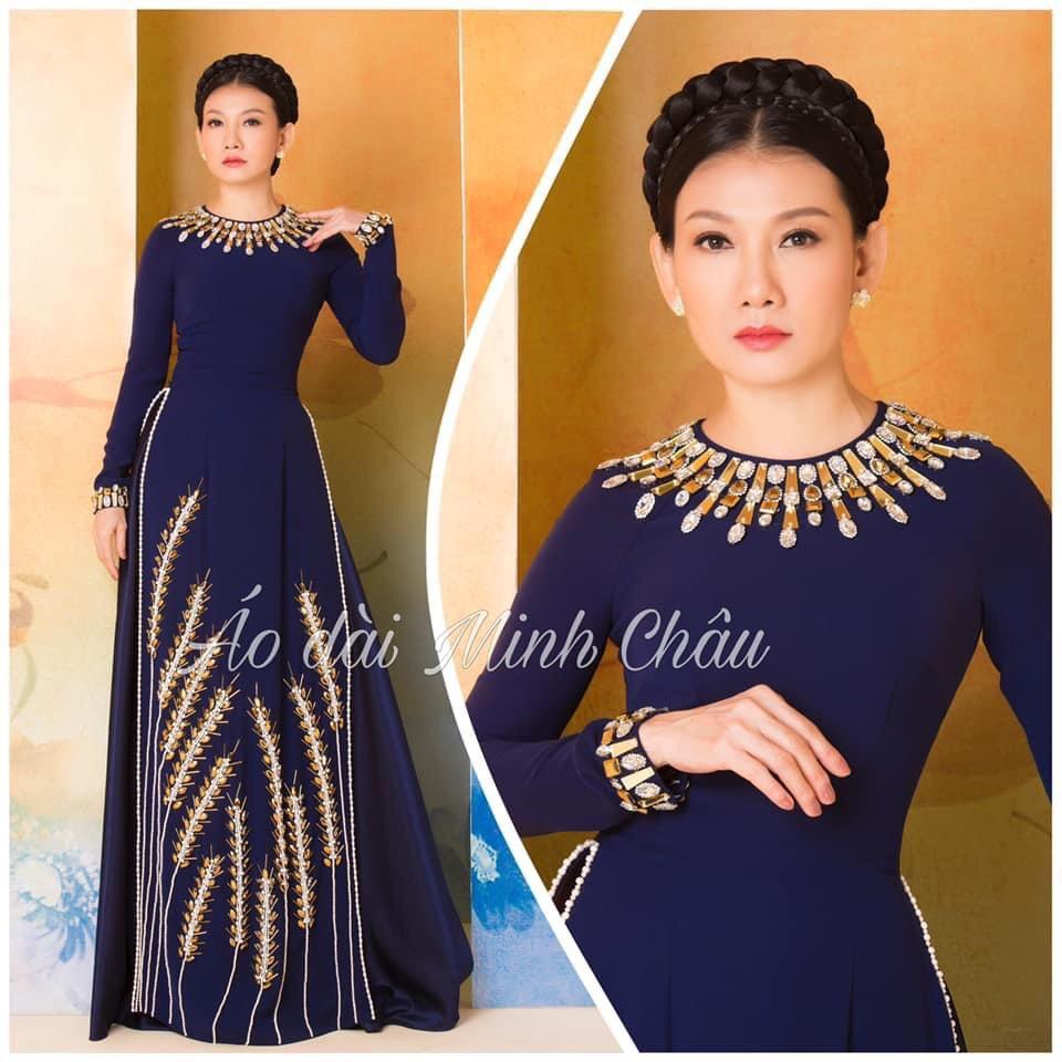 ÁO DÀI TRUNG NIÊN CHO MẸ HỌA TIẾT BÔNG LÚA SANG TRỌNG (3 màu)
