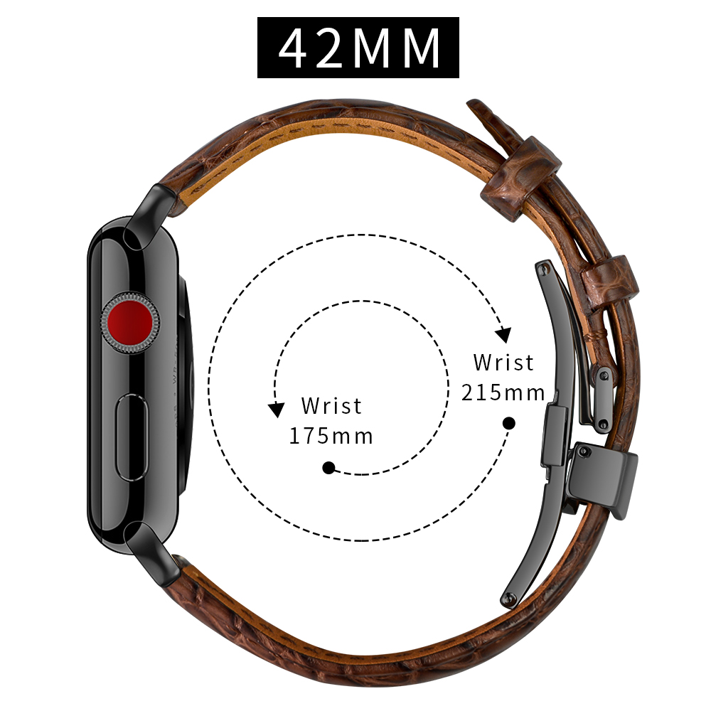 Dây Da Cá Sấu France Khóa Bướm Chống Gãy dành cho Apple Watch 42/44/45/49mm