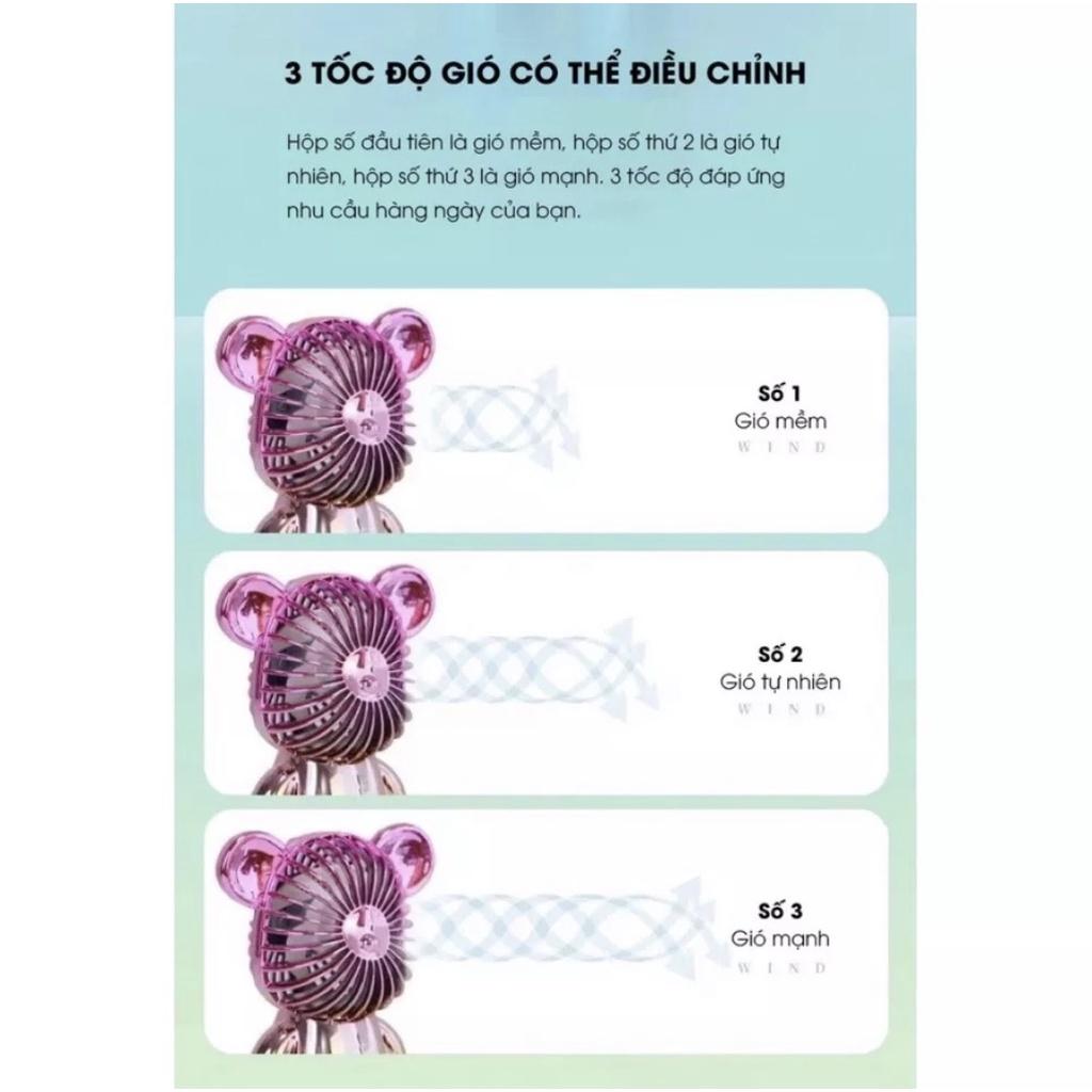 Quạt Gấu Bearbrick Mini Để Bàn Cầm HOT HIT TIKTOK Có Cổng Sạc USB Thiết Kế Nhỏ Gọn