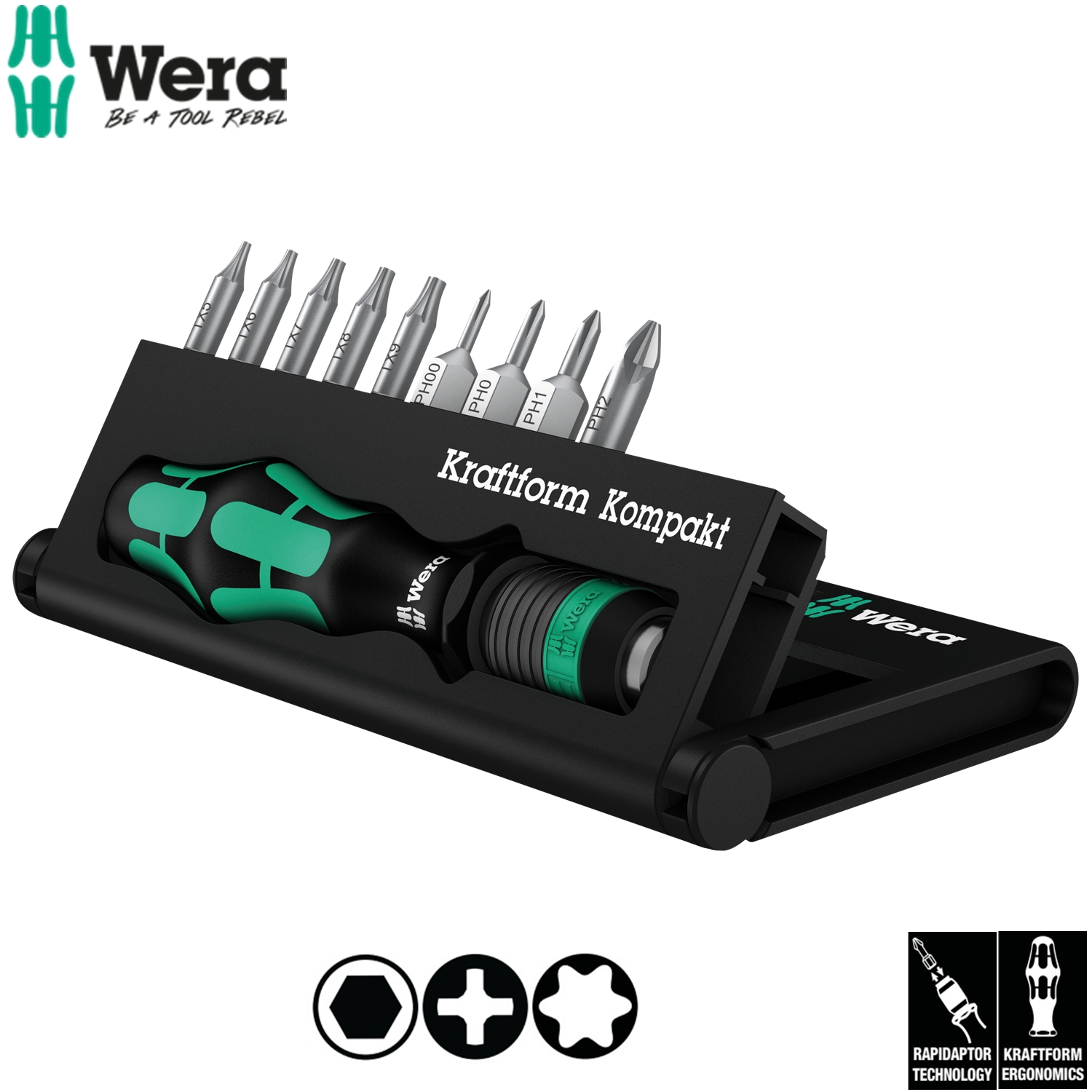 Bộ dụng cụ đa năng Wera 05135942001 Kraftform Kompakt 12 gồm 10 chi tiết