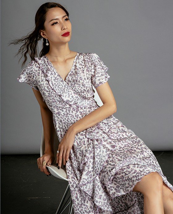 Đầm Midi Đắp Vạt Đầm Hoa | Thời trang thiết kế Hity