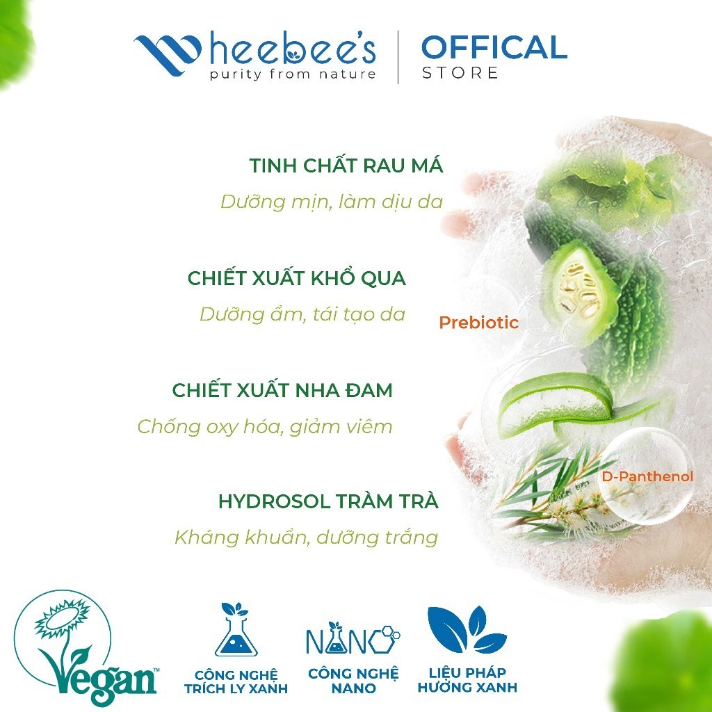Gel Tắm Thiên Nhiên Dưỡng Ẩm Mềm Mịn Heebee Chiết Xuất Từ Rau Má Khổ Qua 300ml/ 500ml