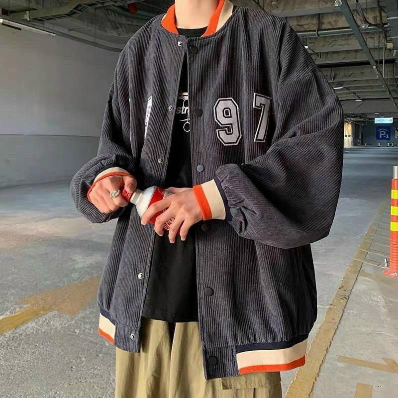 Áo Khoác Nhung THIFU FASHION Nhung Gân Mềm Mịn Tay Phồng Thêu 1997 Sắc Nét
