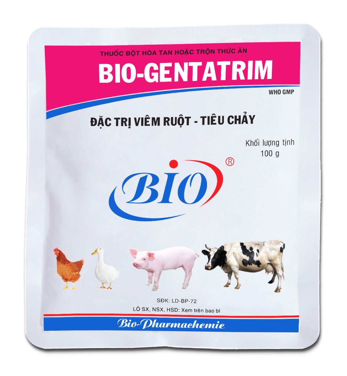 Thuốc bột hoà tan hoặc trộn thức ăn BIO-GENTATRIM viêm ruột tiêu chảy gia súc gia cầm