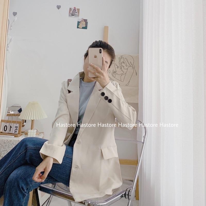 Blazer màu be 2 cúc áo ( ảnh tự chụp )