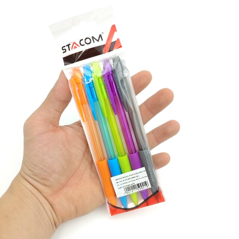 Vỉ Bút Chì Kim Bấm Stacom 0.5mm Nhiều Màu VMP1015