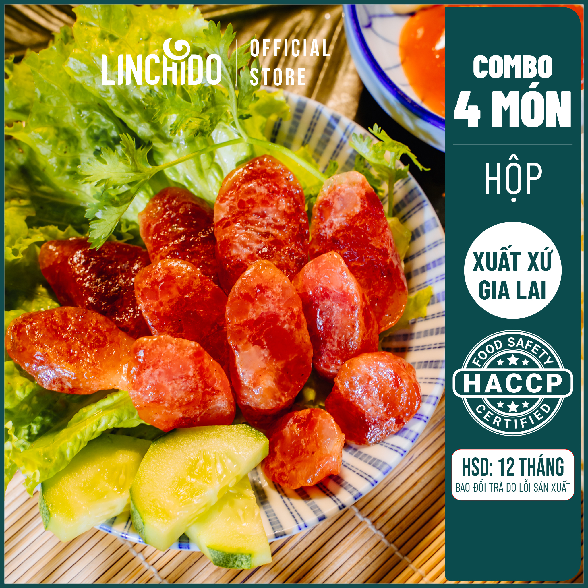 COMBO 4 Món - Khô Bò Sợi 100 GRAM - Khô Bò Miếng 100 GRAM - Khô Nai 100 GRAM - Lạp Xưởng 250 GRAM