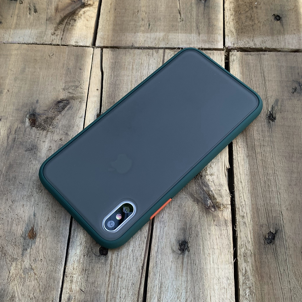 Ốp lưng chống sốc dành cho iPhone XS Max nút màu cam - Màu xanh đậm