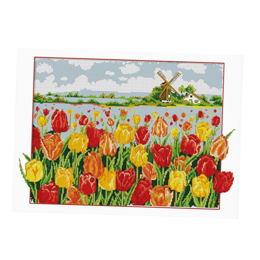 11CT Stamped Cross Stitch With Starter Tool For Beginners - Flower