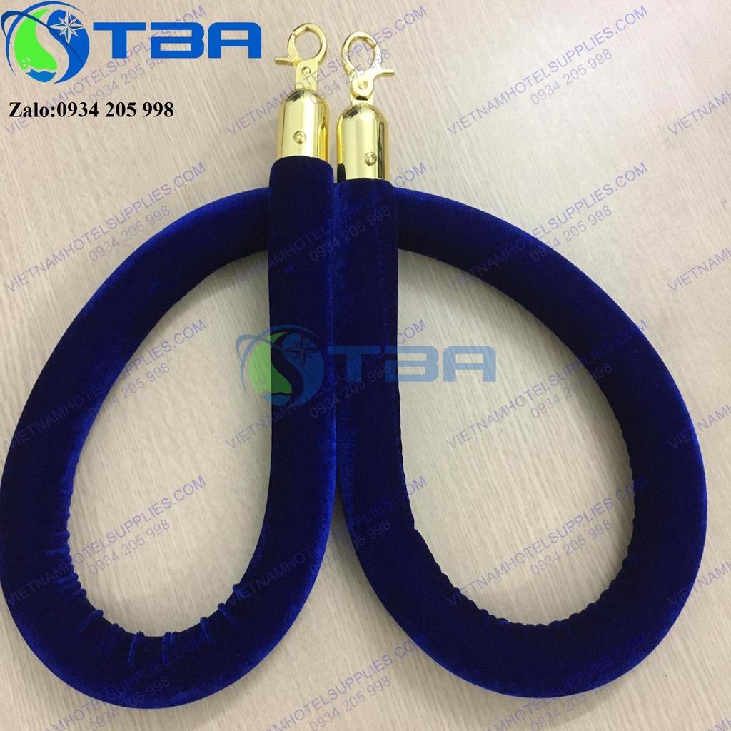 Dây nhung màu xanh thẫm móc khóa mạ vàng cao cấp thay thế cho trụ chắn inox
