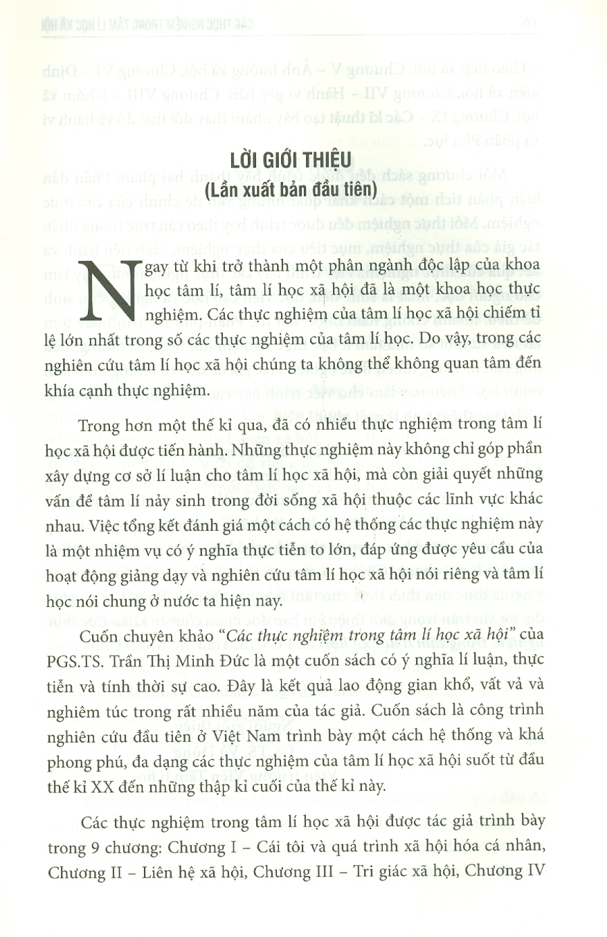 Các Thực Nghiệm Trong Tâm Lý Học Xã Hội - Sách Chuyên Khảo Dành Cho Cao Học Và Sinh Viên Tâm Lý (Tái bản lần thứ hai) - Bìa cứng