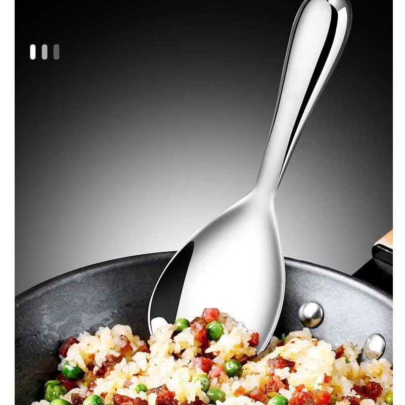 Muỗng Xới Cơm Inox Cao Cấp - Muôi Xới Cơm INOX 20cm, Cán Cầm Dài, Cách Nhiệt An Toàn - HÀNG CHÍNH HÃNG MINIIN