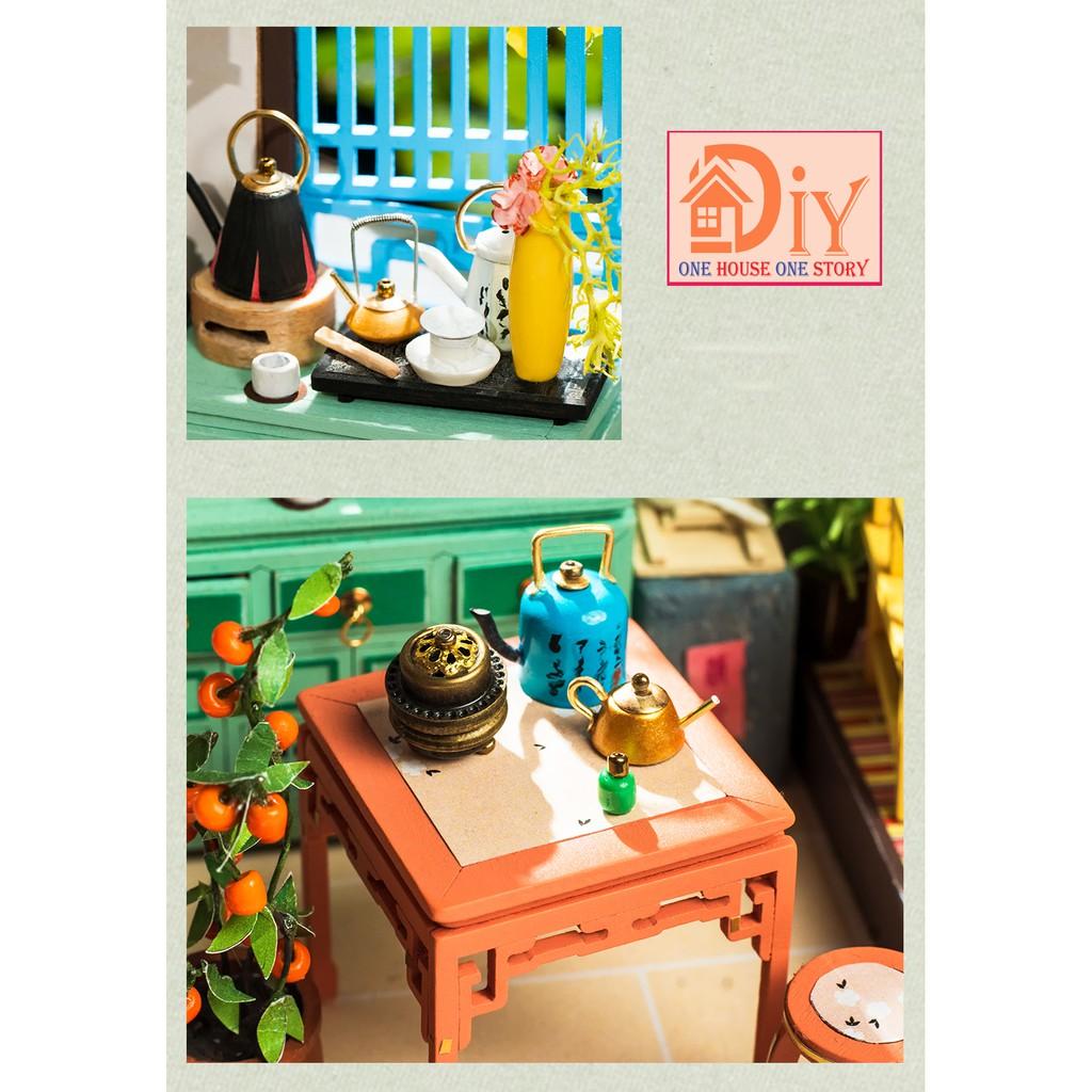 Nhà búp bê Robotime | QUÁN TRÀ 3D DIY tự lắp ráp bằng gỗ - Quà tặng sinh nhật giáng sinh cho nam và nữ