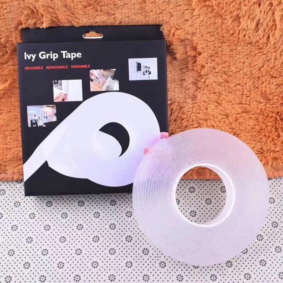 Băng Keo Hai Mặt Siêu Dính, Băng Dính 2 Mặt Trong Suốt Nano Dán Móc Giá Kệ Nhà Tắm