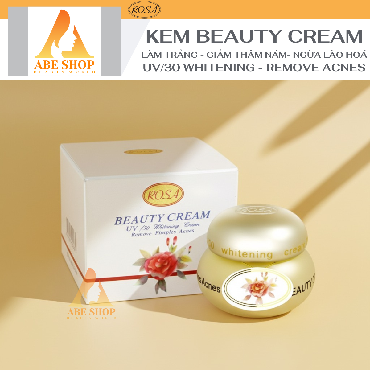 Kem ROSA UV/30 BEAUTY CREAM 15g - Dưỡng Trắng Da - Ngừa Lão Hóa - Giảm Mụn