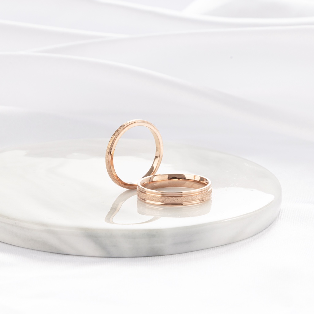 Nhẫn cặp đôi CDE Milgrain Rose Gold Ring CDE8003RG &amp;amp; CDE8004RG