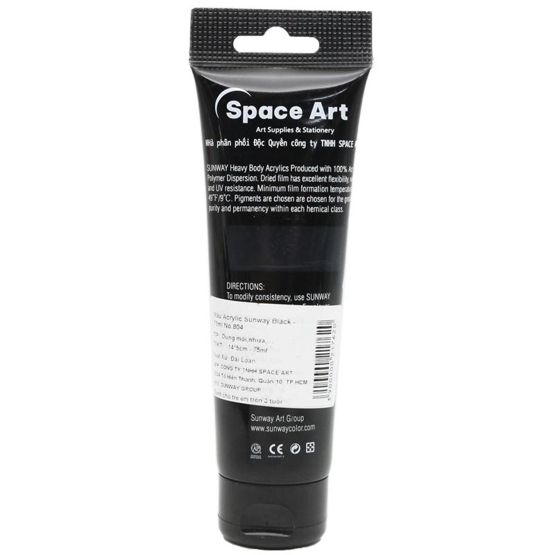 Tuýp Màu Vẽ Acrylic 75 ml - Sunway No.804 - Black