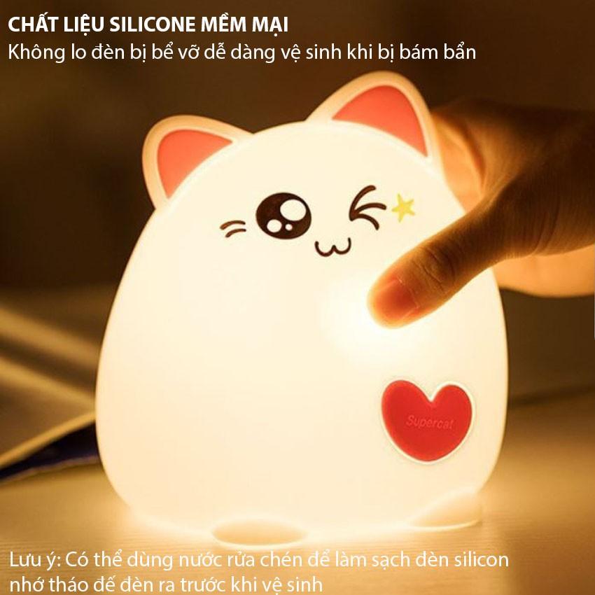Đèn ngủ silicone cảm biến đổi màu để bàn cực hot hình Mèo Ú chính hãng