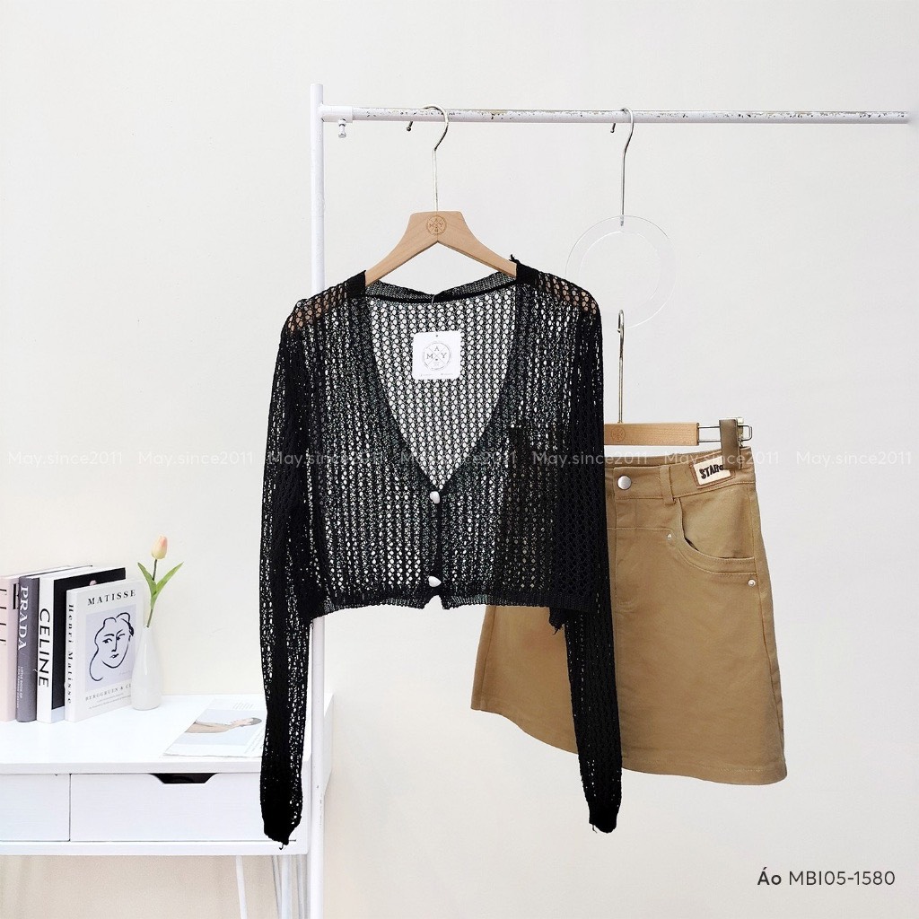 Áo Khoác Len Cardigan Dáng Croptop Mỏng 2 Cúc Dáng Hàn Quốc