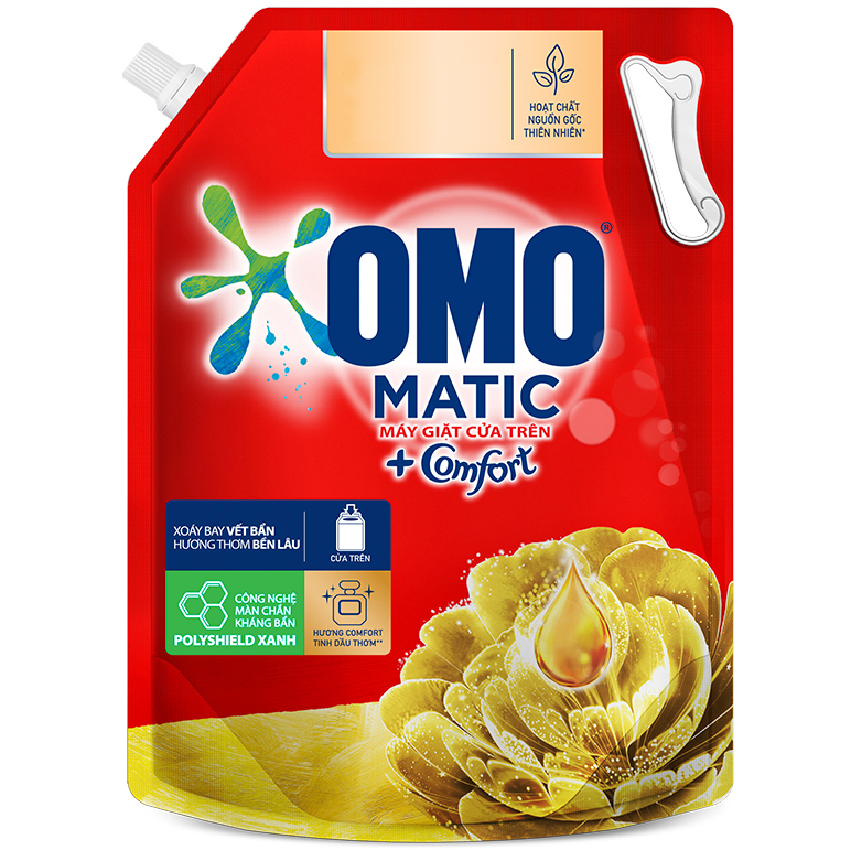 Nước giặt Túi 2.9kg OMO Matic Nước giặt OMO Hương Comfort Tinh dầu thơm Xoáy bay vết bẩn, hương thơm bền lâu