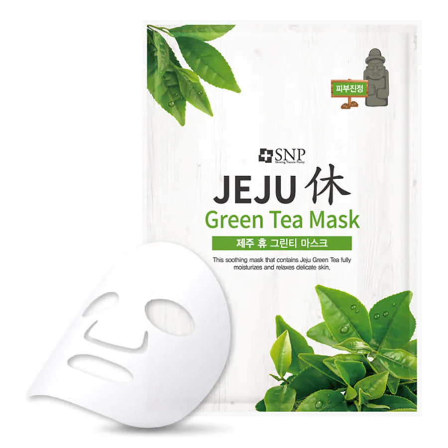 Bộ Mặt Nạ Thư Giãn Làm Dịu Dưỡng Da Nhạy Cảm Tinh Chất Trà Xanh SNP Jeju Green Tea Mask (10 Miếng)