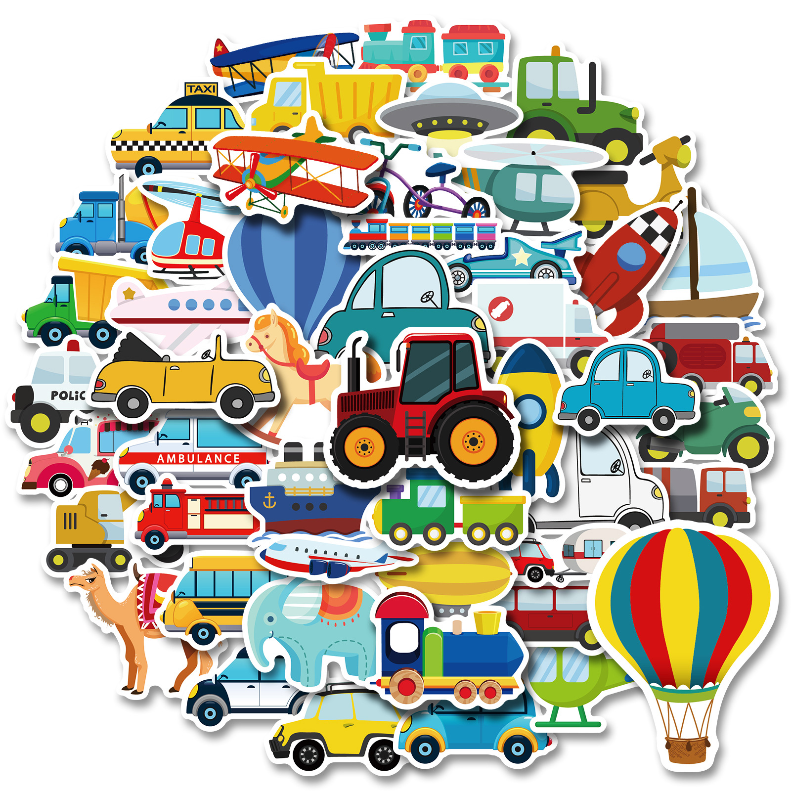 50 hình dán Sticker khối xây dựng máy xúc tự tạo Kiến thức trẻ em mẫu giáo phần thưởng trò chơi giao thông dán vali, guitar, ô tô, máy tính... không thấm nước