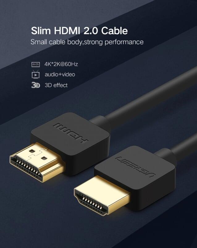 Ugreen UG30822HD121TK 0.5M màu Đen Cáp tín hiệu HDMI chuẩn 2.0 hỗ trợ phân giải 4K * 2K - HÀNG CHÍNH HÃNG