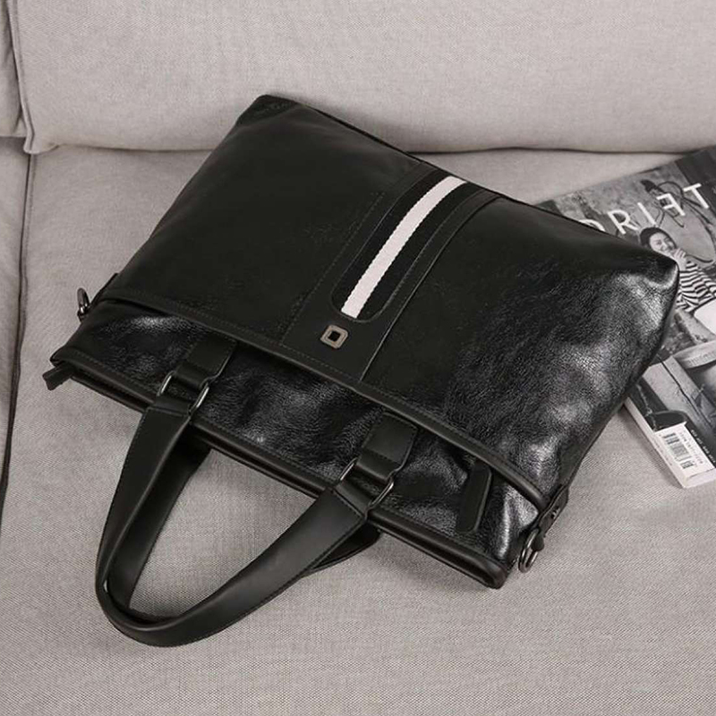 Men's Business Casual Tote Bag Fashion Laptop Briefcase - Black