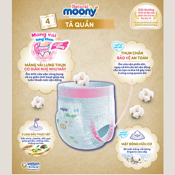 Bỉm quần Moony Natural size M 46 miếng