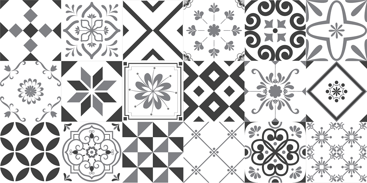 Decal gạch bông - set 18 ô 20x20cm - KT 60x120cm - Ms: KT15-2