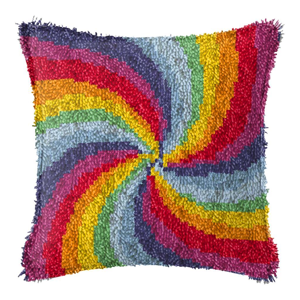 Latch Hook Kit DIY Cushion Cover Rug Carpet Making Embroidery Kit Rainbow