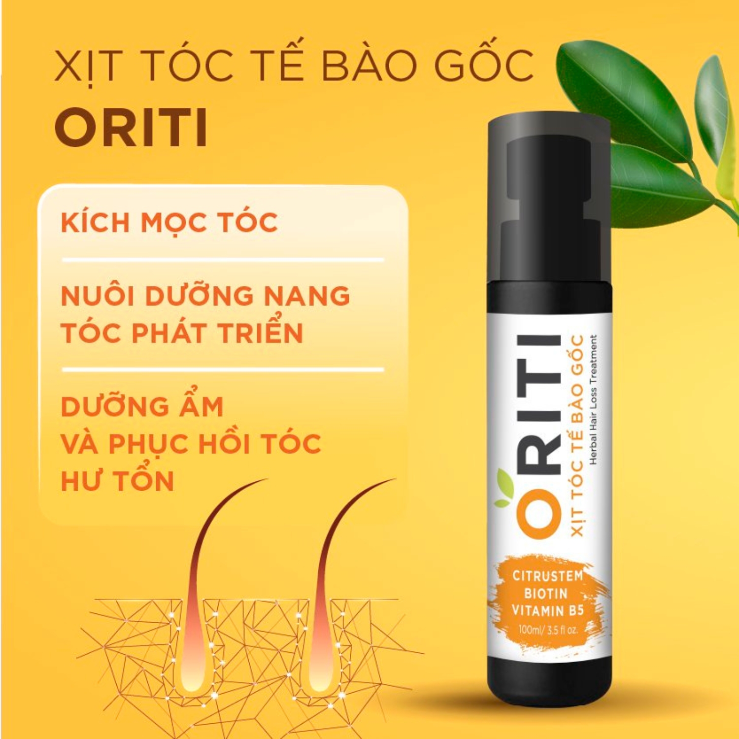 Xịt Dưỡng Mọc Tóc Oriti Kích Thích Mọc Tóc Nhanh Dưỡng Ẩm Mee Natural 100ml