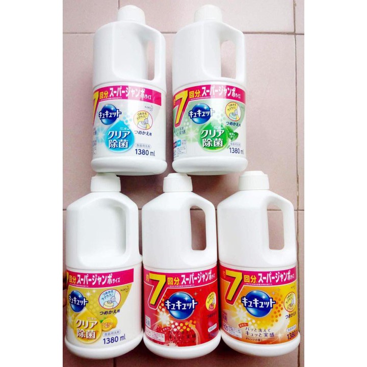 Nước rửa bát Kao 1380ml hương trà xanh nội địa Nhật Bản