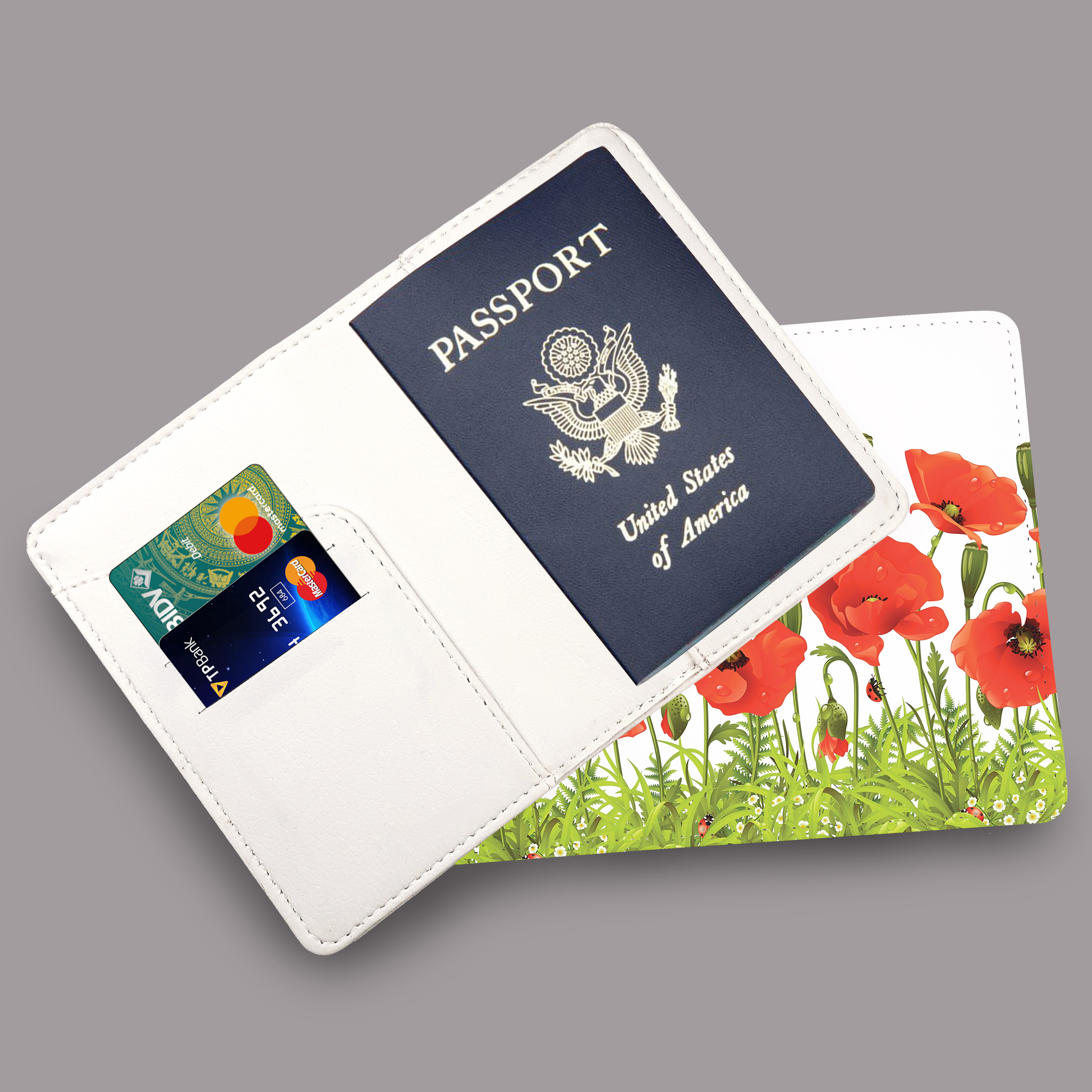 Bao Da Hộ Chiếu Hoạ Tiết HOA -  Ví Đựng Passport Du Lịch Và Phụ Kiện - PPT077