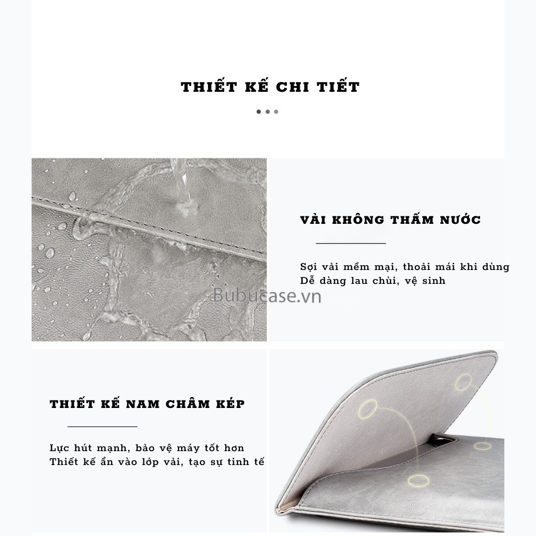 Túi Laptop Da Trơn 1 Ngăn Chống Thấm Miệng Đứng - Kháng Nước - Da Mềm - Sang Trọng