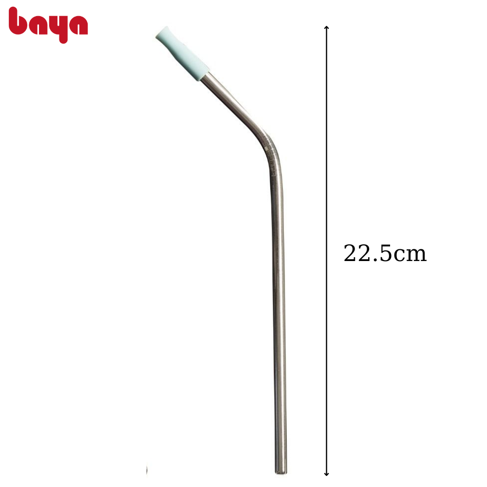 Bộ 4 Ống Hút Thép Kèm Cọ Rửa BAYA RECIPE Chất Liệu Thép Không Gỉ Đầu Bọc Silicon Nhiều Màu Có Thể Tái Sử Dụng 4066