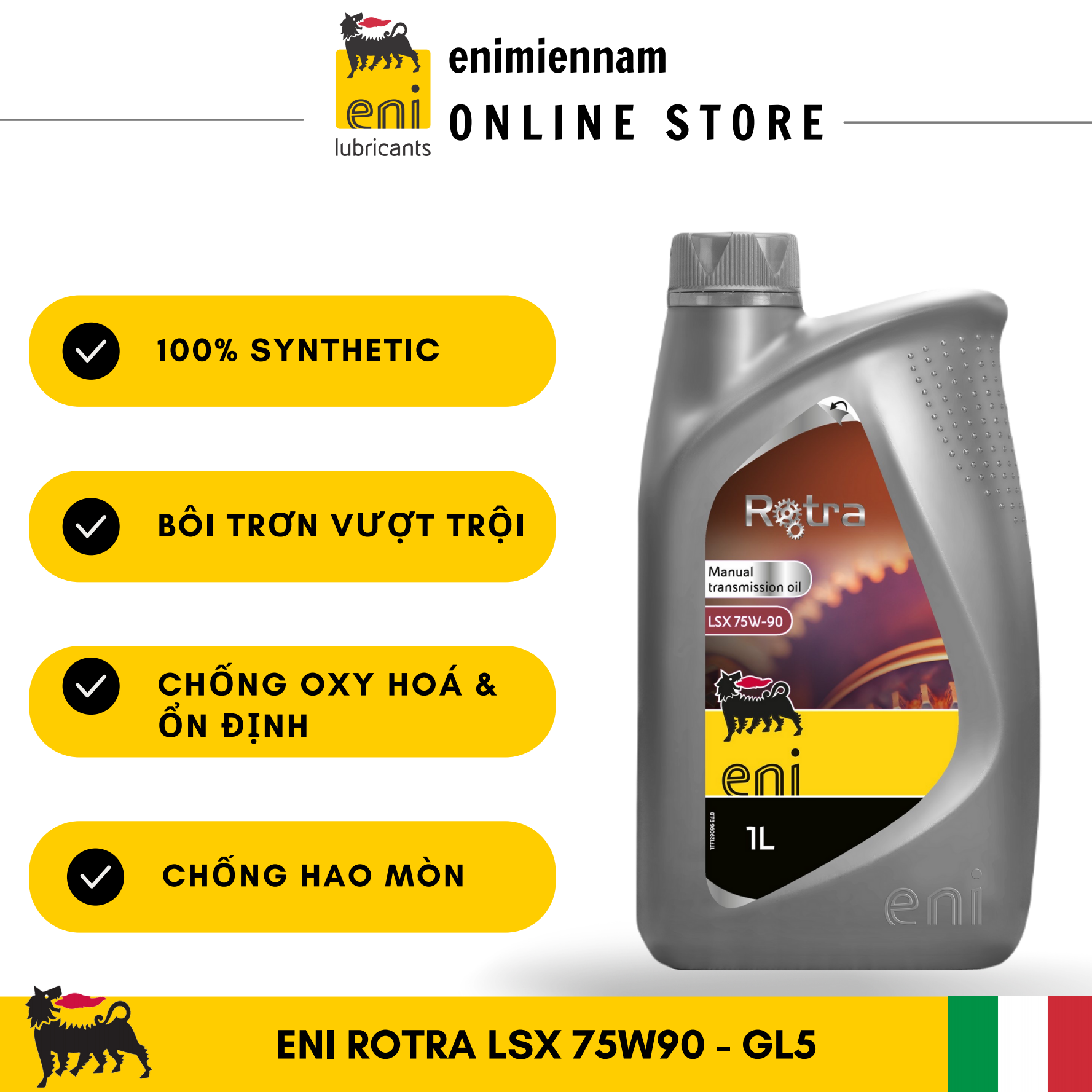 Eni Rotra LSX 75W90 1L - nhớt hộp số full tổng hợp