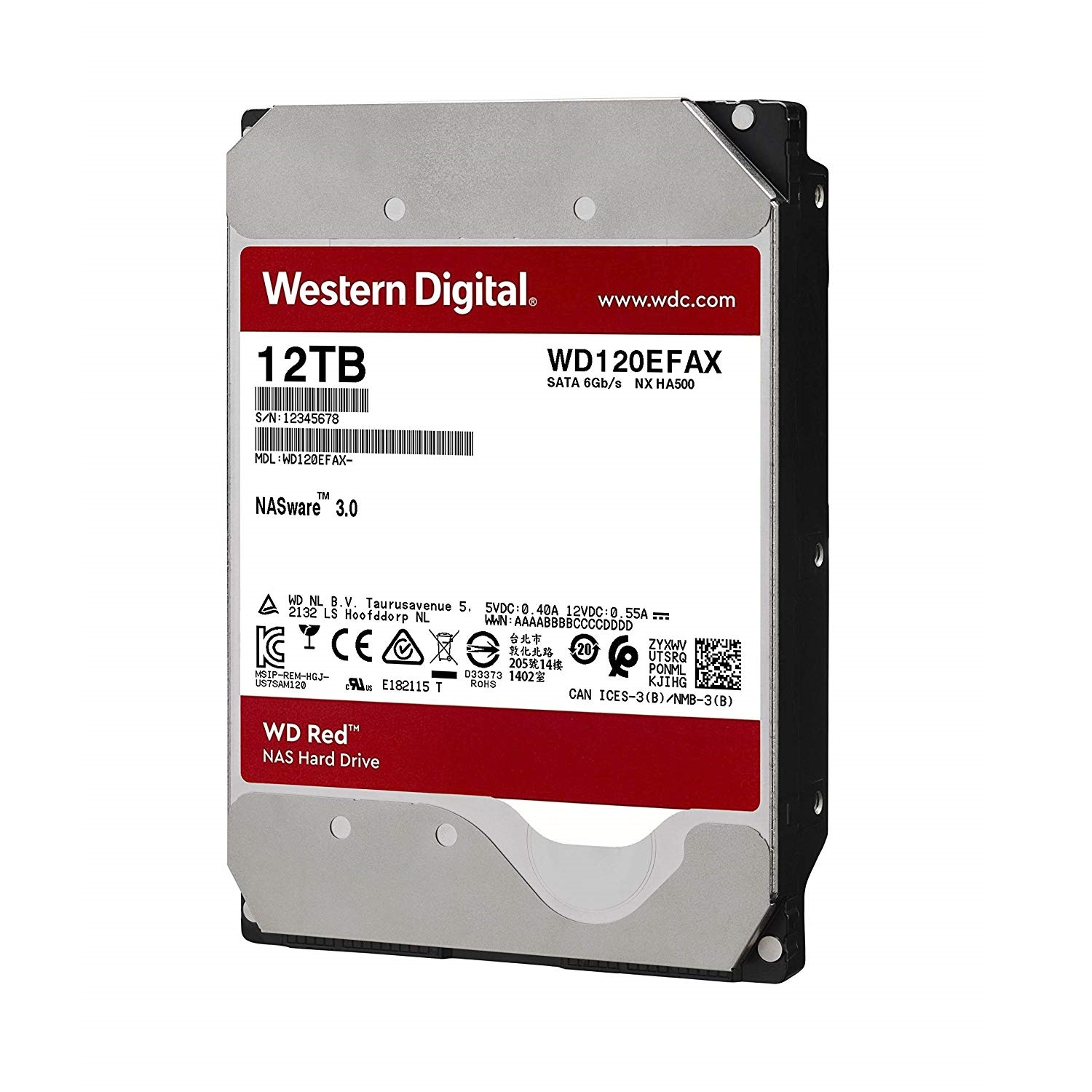 Ổ Cứng HDD NAS WD Red 12TB/256MB/5400/3.5 - WD120EFAX - Hàng chính hãng