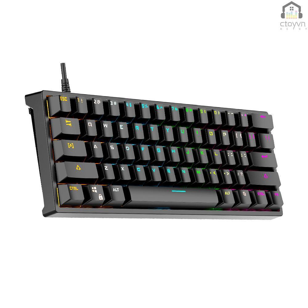 BAJEAL G101 61 Keys Wired Mechanical Keyboard RGB Backlight Keyboard PBT Two-color Injection Keycap Mechanical Blue Switch Black