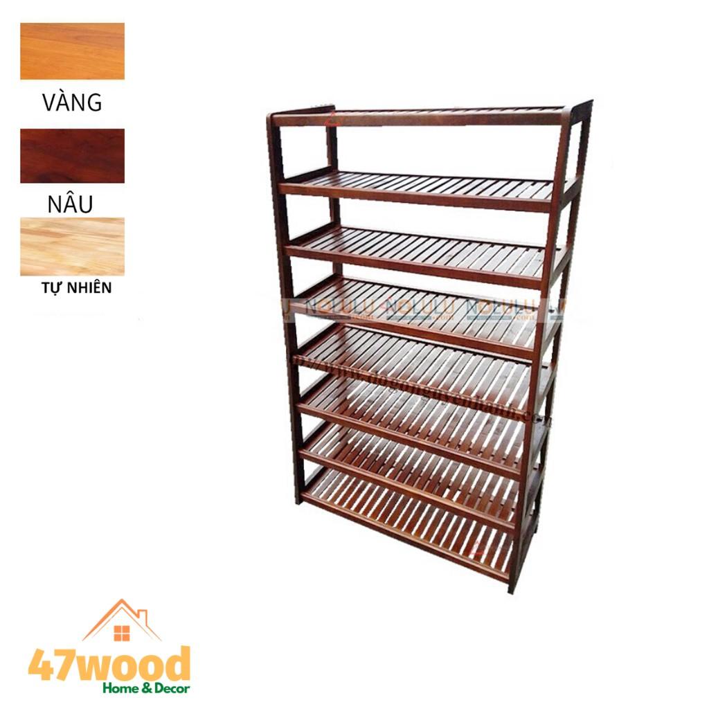 Kệ để giày dép bằng gỗ 8 tầng rộng 60cm và 80cm - Gía đựng giày dép gỗ cao su 47wood KDG8T