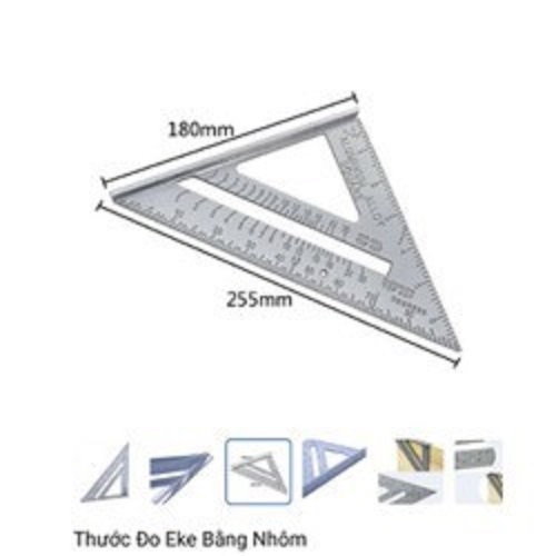 Thướt Ê KE đo góc nhôm dày 4mm+ 180mm+255mm