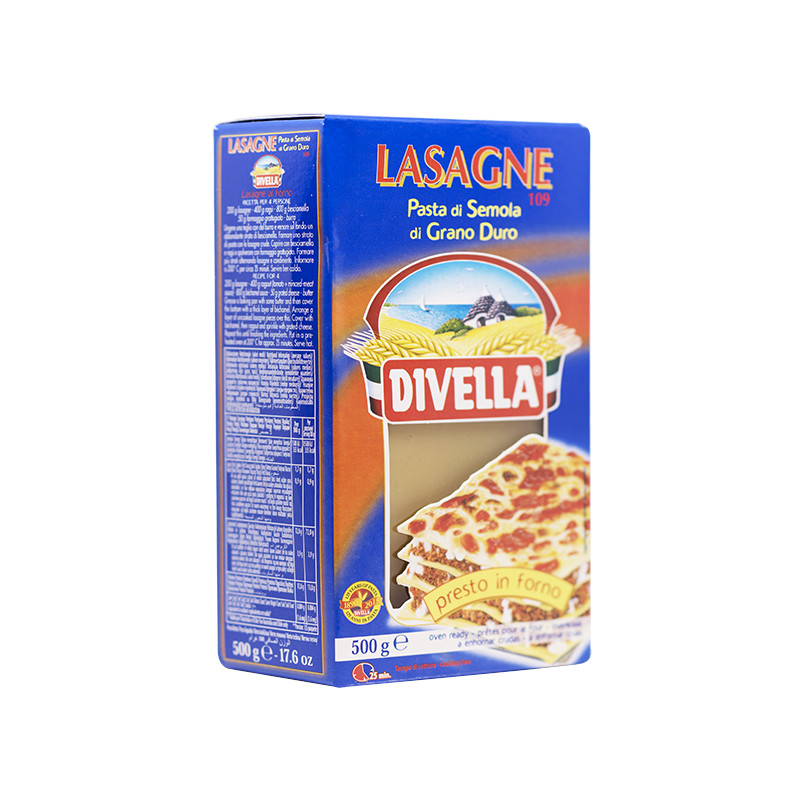 Mì lá Divella Lasagne số 109 – hộp xanh không trứng 500g