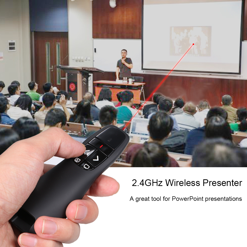 Máy Trình Chiếu Powerpoint Clicker Không Dây 2.4g Con Trỏ Laser Kèm Điều Khiển Từ Xa Của Bộ Thu USB